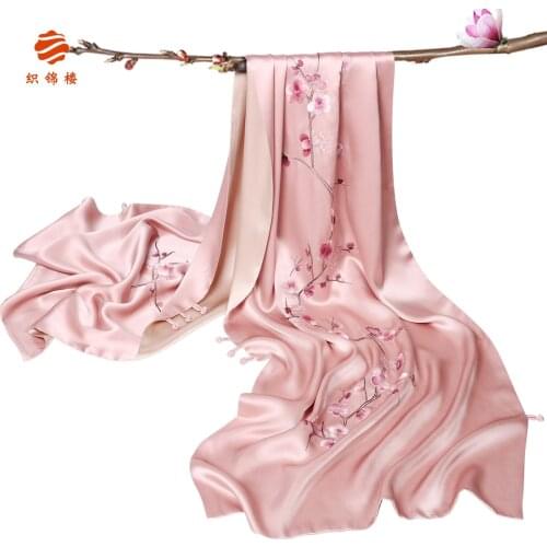 Floor su embroidery scarf ancient embroidery plum blossom with mulberry silk silk qipao dress shawls scarves woman
