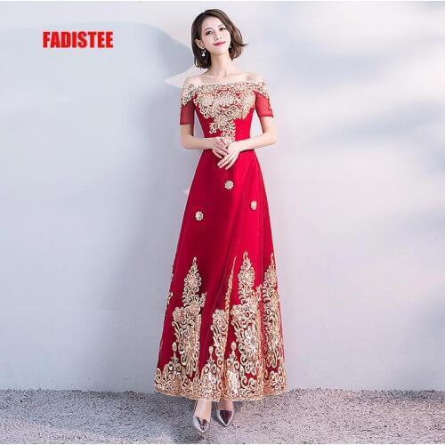 FADISTEE new arrive party prom dress Vestido de Festa gold Embroidery A-line lace evening elegant short style free shipping