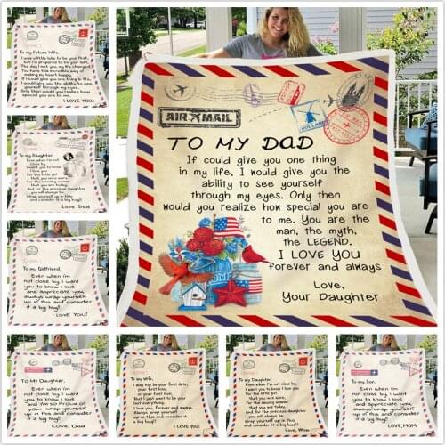 3D Printing Letter Design Winter Blanket To My Daughter/Wife/Son/Girlfriend Warm Cozy Blanket Blanket For Home Warm Letter Throw