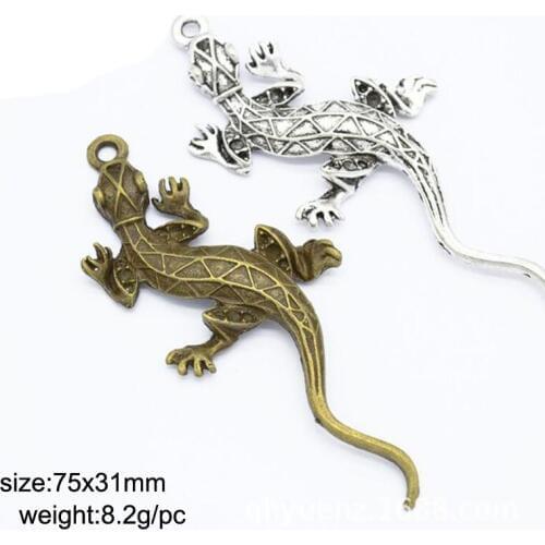 10pcs 75x31mm Antique Bronze/ Antique Silver Alloy Lizard Charm Pendant Fit Bracelets Necklace DIY Jewelry Making