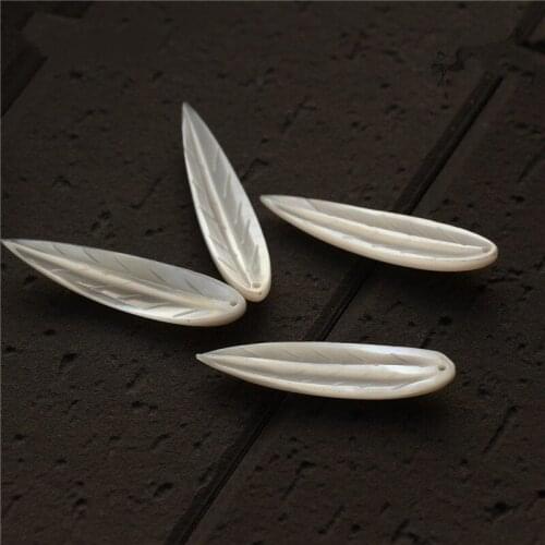 20pcs Wholesale Hot 8*35mmGenuine Mother Of Pearl Shell Long Leaf Pendant For Necklace
