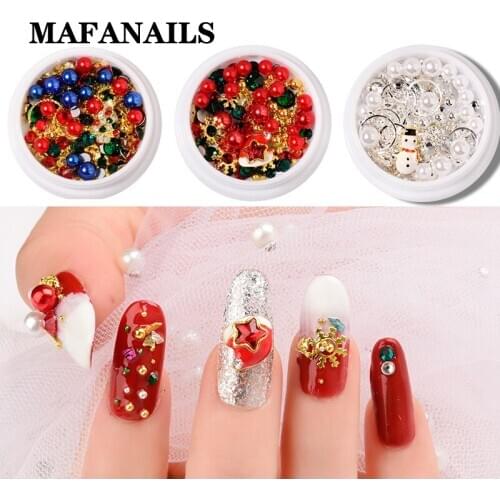 3D Christmas DIY Nail Decoration Mix Charm Studs Diamond for Manicure Nails Accessories Metal Slices Beads Glitter XMAS JS01-21