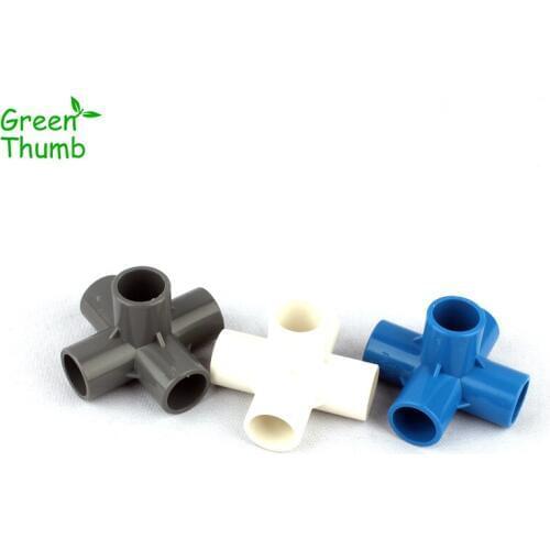 2pcs Inner Diameter 20mm PVC Five-Way Connector White/Grey/Blue Plastic PVC Joints for Home Garden Water Pipe/Hose Adapter