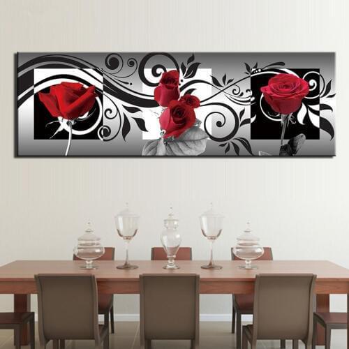 Large size 5D Round Diamond Painting Black and White Red Rose Full Square Flowers Embroidery Mosaic Cross Stitch Gift N13