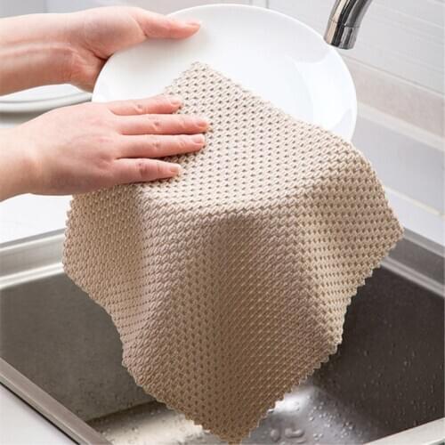 Anti-grease Cleaning Cloth Polyester Nylon Efficient Super Absorbent Microfiber Kitchen Washing Dish Strong Water Absorption