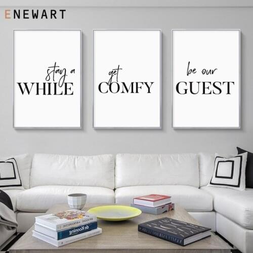 Be Comfy White Guest Family Simple Quotes Wall Art Canvas Poster Minimalist Print Painting Picture for Living Room Decoration