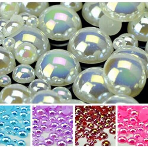 Free Shipping 10000Pcs/lot Size 2mm AB Color Imitation Pearls Half Round Flatback Beads DIY Decoration