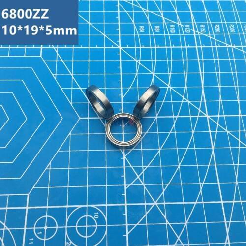 Free Shipping ABEC-5 50pcs 61800 10*19*5mm 6800 ZZ 10*19*5 mm thin wall deep groove ball bearings 6800Z 6800 61800ZZ