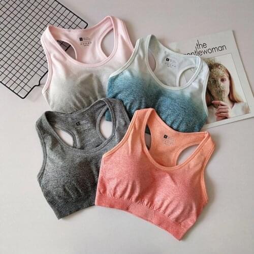 Ombre Seamless Shockproof Sports Bra For Fitness Yoga Racerback Sport Bra Top With Removable Pad Push Up Gym Bra Active Wear