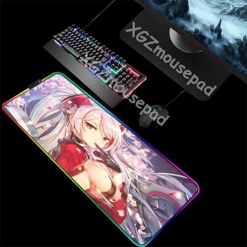 XGZ Sexy Anime RGB Big Mouse Pad Black Lock Edge Custom Internet Cafe Computer Desk Pad Rubber Non-slip Comfortable Xxl