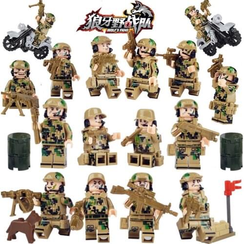 Children Mini Spike Field Team Weapon Military Police Cartoon Doll Minifigure Accessories Assembled Building Block Toy Kids Gift