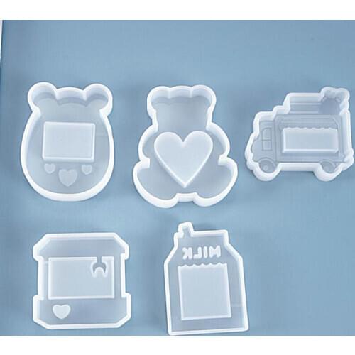 DIY Shaker Molds Bear Toy Machine Silicone Mold Handmade Resin Jewelry Milk Box Cute Car Charms