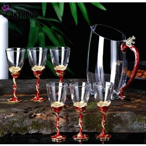 CAKEHOUD Enamel Color White Wine Cup Wine Separator Household Crystal Glass Goblet Wine Cup Antique Chinese Style