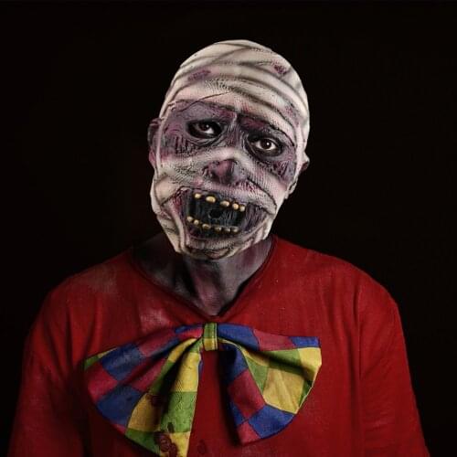 Halloween Horror Mask Latex Rotten Headgear Haunted House Prank Toys Party Bloody Head Props Bar Tricky Frighten Face Headgear