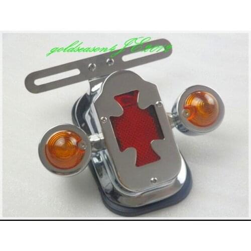 Chrome Cross Assembly Tail Light w/ Turn Signal for Harley Chopper Bobber Custom