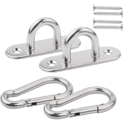Hammock Hooks Heavy Duty Yoga Hanging Kit Stainless Steel Pad Eyes Ceiling Hanger Snap Hook Carabiners CNIM Hot