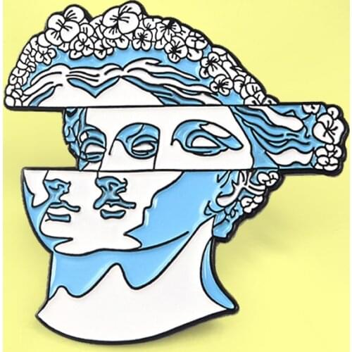 Fashion Art Sculpture Brooch Double-sided Misplaced Statue Wreath Hair Enamel Pin Brooch Bag Lapel pins Cartoon Jewelry Bijoux