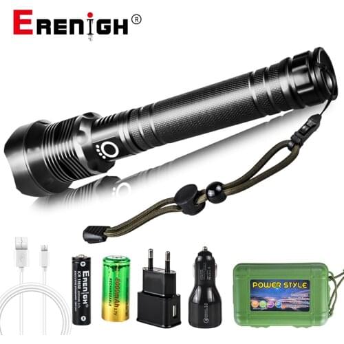Powerful LED Flashlight XLamp XHP50 XHP70 XHP90 USB Zoomable 3/5 mode Torch 18650 26650 Rechargeable Battery Tactical Flashlight