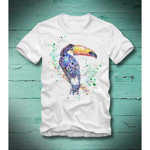 T SHIRT TUKAN BIRD WATCHER VOGEL WATER COLOR TOUCAN NASHORN HORNBILLCool Casual pride t shirt men Unisex Fashion tshirt