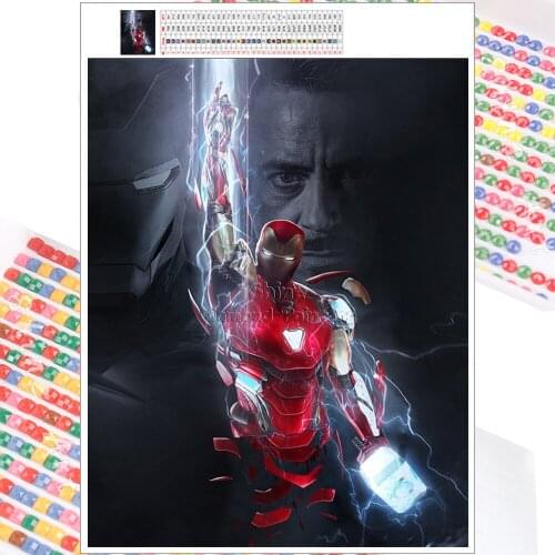 5D Diamond Painting Mosaic Kit Iron Man Thor Hammer Marvel Cartoon Embroidery DIY Full Square Circle Christmas Home Decor
