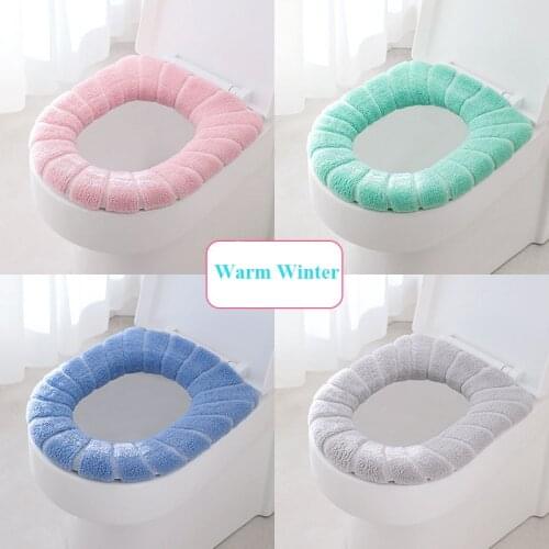 Bathroom Filling Soft Thickened Seat Pads Washable Warmer Toilet Mat Cover Winter Comfortable Seat Cushion