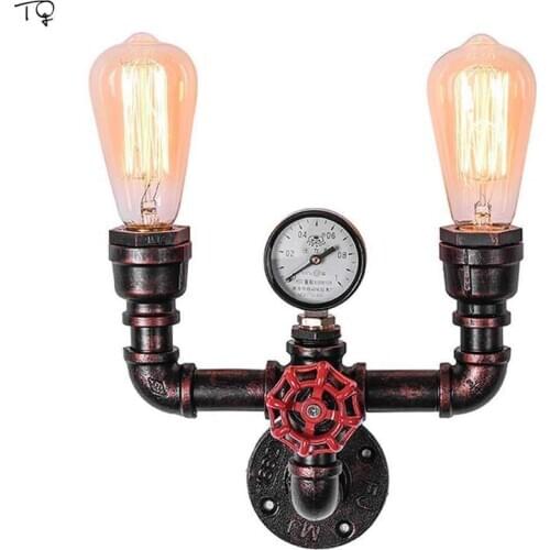 Nordic Vintage Retro Industrial Water Pipe Wall Lamp Led Art Decor Loft Metal Indoor Lighting Background Hallway Bar Restaurant
