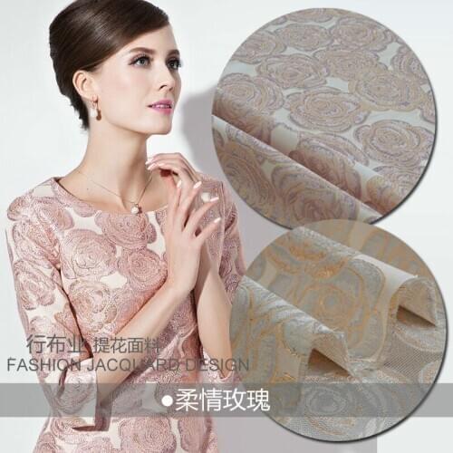 New Gold Fashion Jacquard Cotton Fabric High-grade Rose Jacquard Fabric Dress Small Dress Damask Fabric