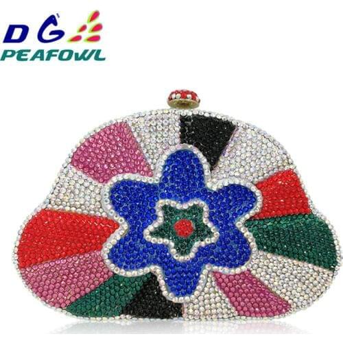 New style crystal flower pattern Floral Banquet Women Diamante Dinner Bride Smart Clutch Bag Ladies Shoulder Handbags Purses