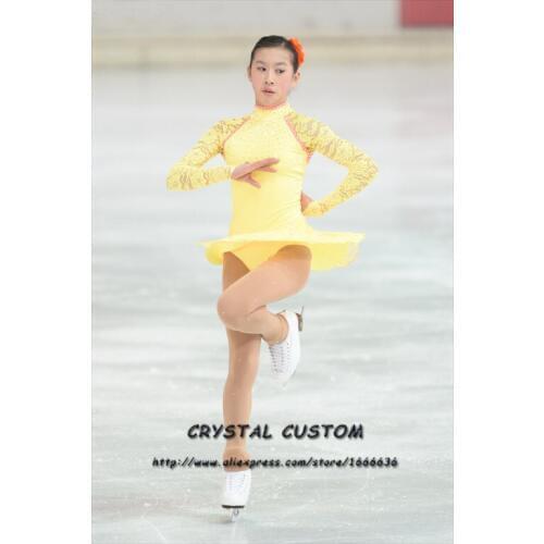 Crystal Custom Figure Skating Dress Kids Graceful New Brand Girls Ice Skating Dress Competition DR4071