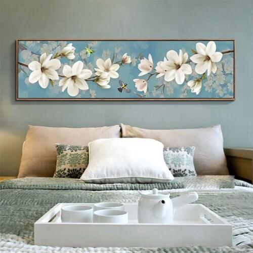 Full diamond 5D diamond painting white magnolia flower 5D diamond embroidery mosaic cross stitch home decoration christmas gift