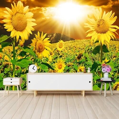 Custom 3D Photo Wallpaper Sunlight Beautiful Sun Flower Living Room Sofa Bedroom TV Background Wall Painting Non-woven Wallpaper