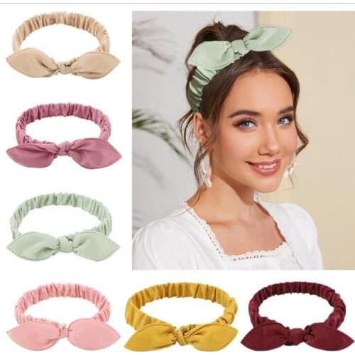 Hair bands cross turban Women Fashion Solid Headbands With Bow Sweet Retro Hair Bands Cross Turban Bandage Bandanas Hairband