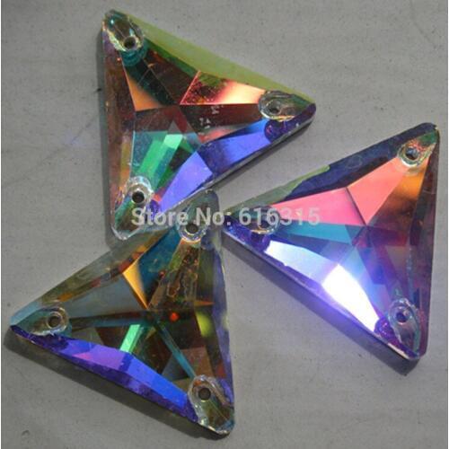 Sew-on flat back glass bead shape 22*22 crystal ab for wedding evening dress ;beads decoration for garments 100 pcs each pack