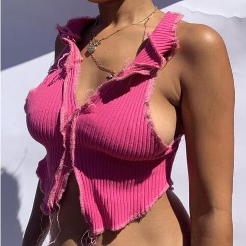 Sexy vogue knitting camisole leisure sleeveless Womens fashion street style sexy slim short cropped vest women