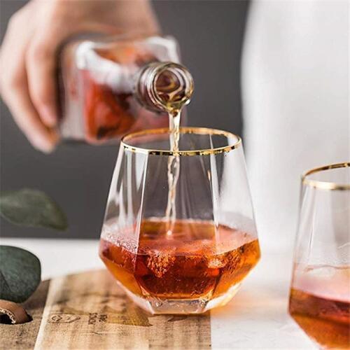 Hexagonal Diamond Cup Glass Wine Glasses Heat-resistant Glass Geometric Breakfast Cup Milk Juice Cup for Home Cafe BAR Decor