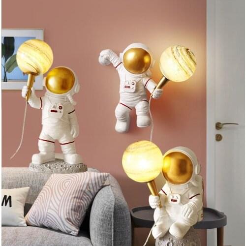 Nordic Modern Astronaut Planet Resin Wall Lamp For Living Room Study Bedroom Bedside Lamp Cozy Romantic Decorative Night Lights