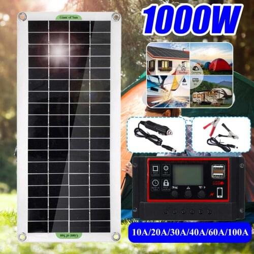 3000W Solar Panel 12V Solar Cell 10A-100A Controller Solar Panel for Phone RV Car MP3 PAD Charger Outdoor Battery Supply