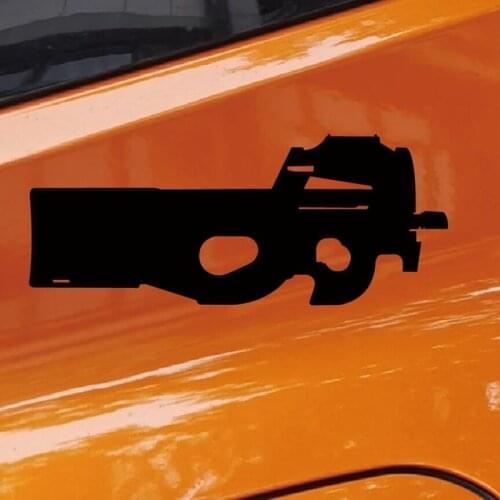 Reflective Car Stickers P90 Gun Decals Vinyl Styling Cover Scratches Waterproof Motorcycle 17cmx7cm