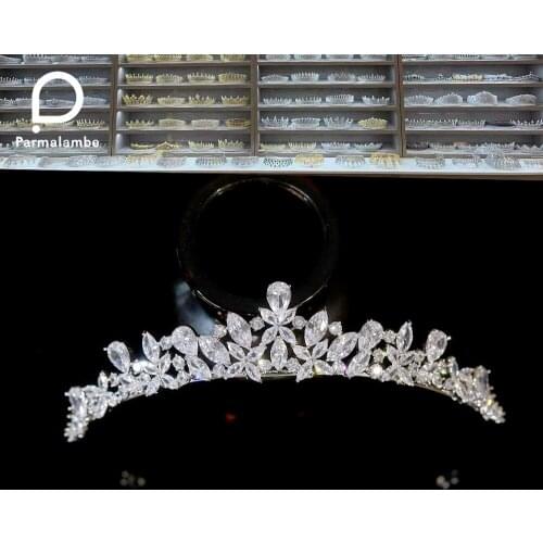 Bridal Tiara Hair Crown Wedding Hair Accessories For Women Silver Zirconia Crown For Bridal Crowns And Tiara Women Accessories