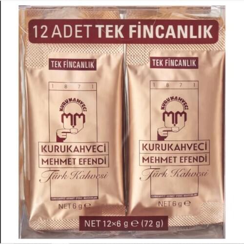 Turkish Coffee Kurukahveci Mehmet Efendi 12 Pieces * 6 G Single Cup English Ground Coffee Turkey Coffee 250/500 Gr / 120/240 Pcs