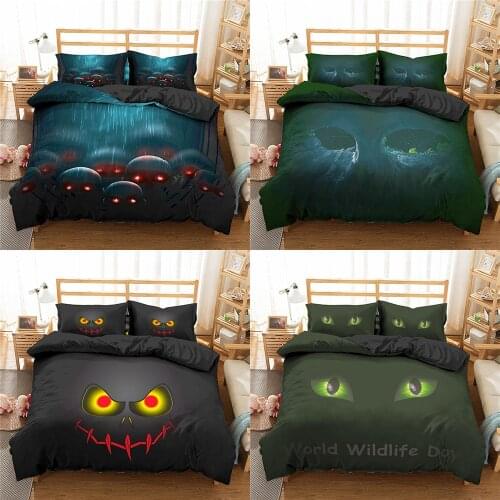 Spooky Eyes Pattern Duvet Cover Horror Halloween Bedding Set Single Double Twin Queen King Size Bedclothes Bed Cover Set Decor