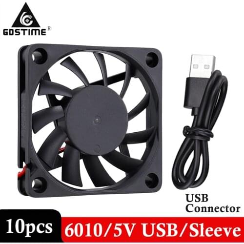 10 pieces LOT DC Exhaust Cooling Fan 5V USB 60mm 60x60x10mm 6010 PC Computer Case Fans