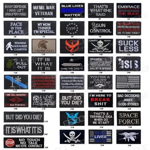 Funny Cute Badge Embroidery Velcro Patch Armband Patriot Tactical Morale Clothing Hat Packaging Patches Bag Accessory