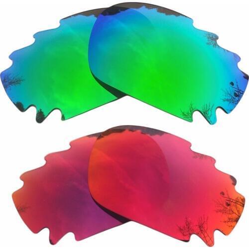 Green Mirrored&Midnight Sun Mirrored Polarized Replacement Lenses for Jawbone Vented Racing Jacket Frame 100% UVA & UVB