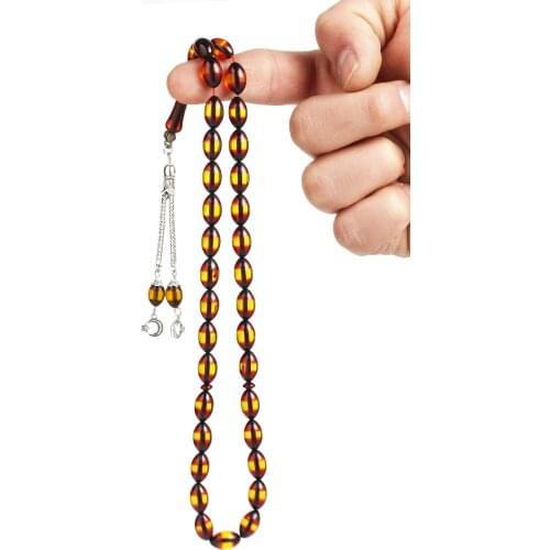 Yellow Vernier Powder Amber Prayer Beads 160004