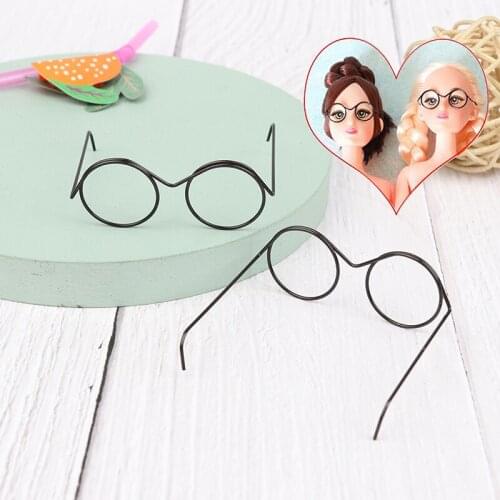 1/2/5/10Pcs Fashion Round Frame Lensless Retro Cool Doll Glasses For Doll Decoration Accessories