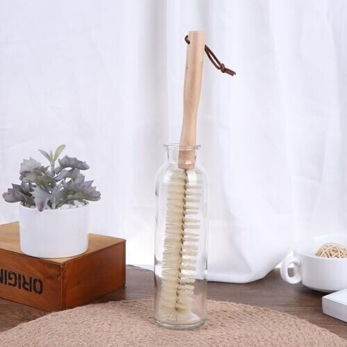 1pc Wooden Long Handle Brush Unique design For Baby Bottles Scrubbing Cleaning Tool Kitchen Cleaner For Washing Cleaning