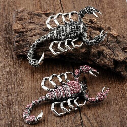 1 PCS Vintage Funny Micro Inlay Crystal Scorpio Brooch for Women Men Cool Punk Suit Cloth Accessories Alloy Brooch Pin Jewelry