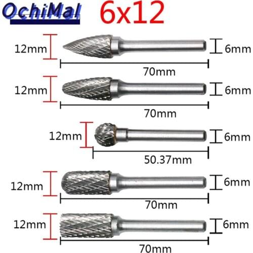SANNO 10mm Head ACDEF Type Tungsten Carbide Rotary Burrs Die Grinder Carving Cutter Bit 6mm Shank