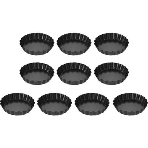 10Pcs 3.9 Inch Diameter Non-Stick Quiche Pan Removable Round Tart Mold Cake Mould Pans with Loose Bottom